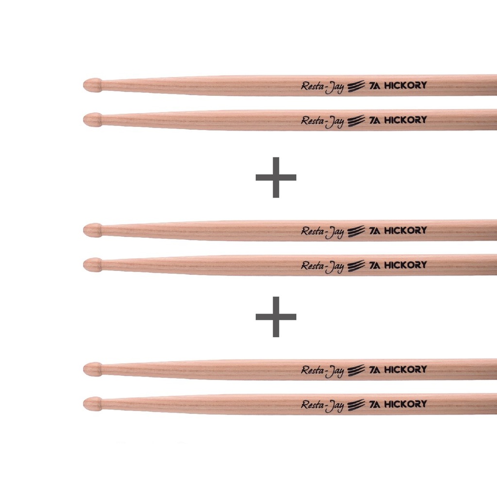 Set of 3 pairs Drumsticks – 7A Hickory Resta-Jay