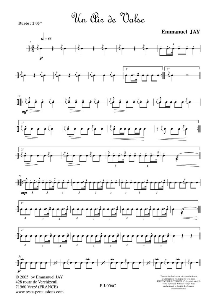 Un Air de Valse – Caisse-claire | JAY E.