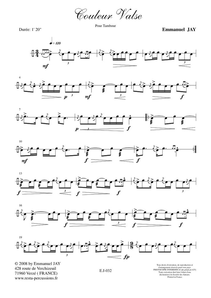 Couleurs Valse - Tambour | JAY E.