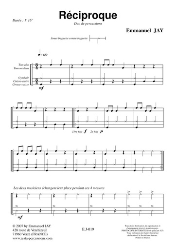 [EJ019] Réciproque - Duo de Percussion | JAY E.