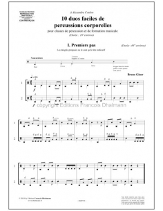 Dix duos faciles de percussions corporelles. Bruno Giner. Music sheet for Body Percussion Ensemble. 10 duets. 2