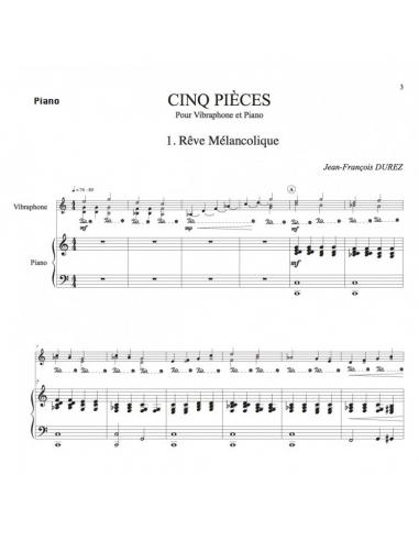 5 Pieces For Vibraphone And Piano Jean Francois Durez