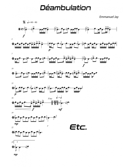 Déambulation - 15 easy pieces for drum - Emmanuel JAY