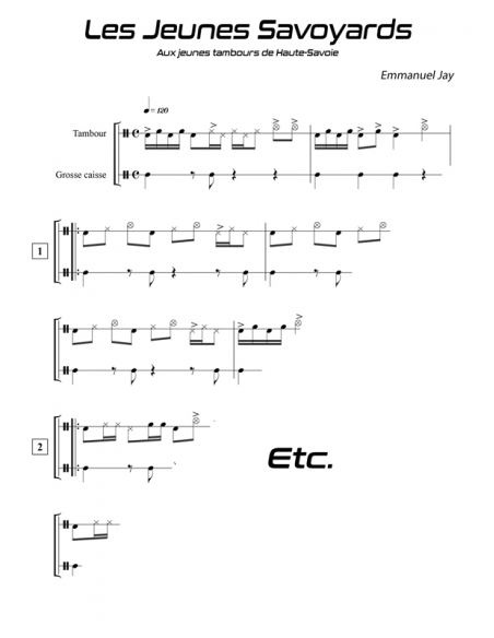 Les jeunes savoyards - 15 easy pieces for drum - Emmanuel JAY