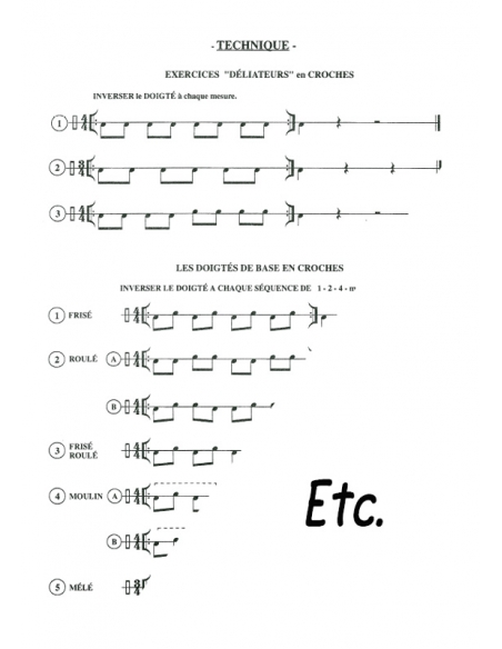 French traditional drum method - Beginner to early 2nd cycle - Rolland PEYRE