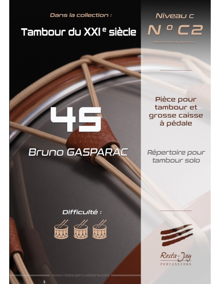 45 by Bruno Gasparac. For drum and bass drum with pedal