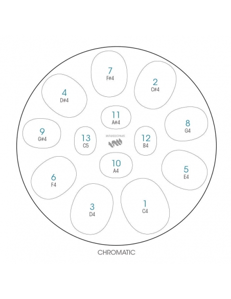 Handpan Spacedrum Evolution CHROMA 13 notes METAL SOUND