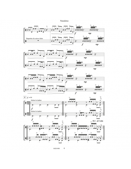 Namakena, by Guillaume Guégan. For two percussions.