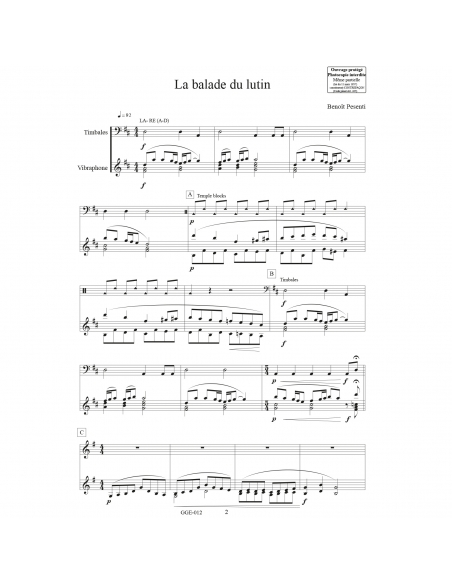 La balade du lutin - Benoît Pesenti, pièce en 3 duos de percussions.