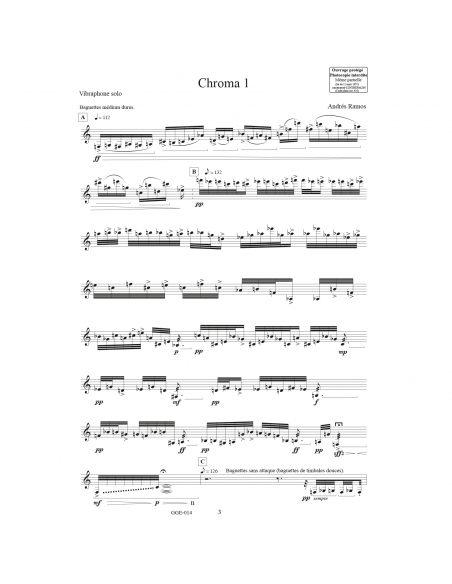 Chroma 1 - Andrés Ramos. Piece for solo vibraphone.