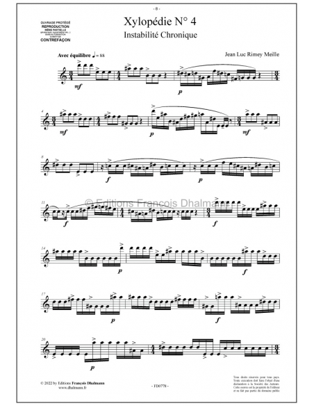 Xylopédies, 10 pièces pour xylophone solo. Jean-Luc Rimey-Meille.