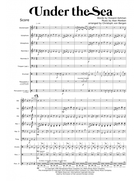 Under the Sea - arr. Christoph Von Bergen - HITS in PERCUSSION - for percussion ensemble.