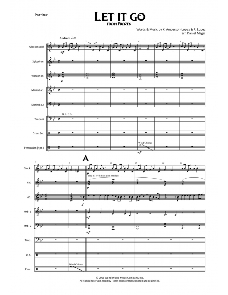 Let it go, from Frozen - arr. Daniel Maggi - HITS in PERCUSSION