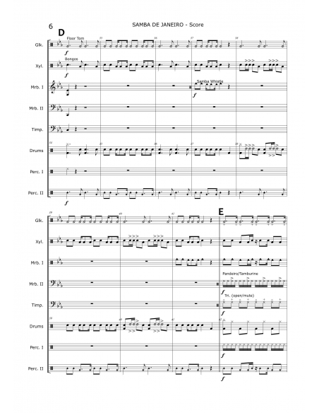 Samba de Janeiro - arrangement pour ensemble de percussions, par Christoph Von Bergen - HITS in PERCUSSION
