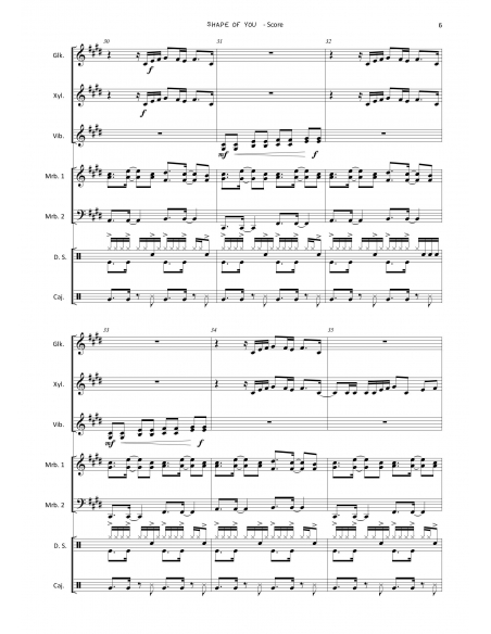 Shape of you - arr. for percussion ensemble by Claire Litzler - HITS in PERCUSSION