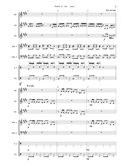 Shape of you - arr. for percussion ensemble by Claire Litzler - HITS in PERCUSSION