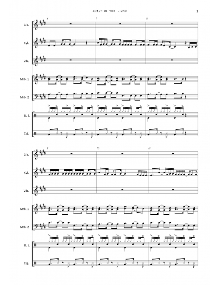 Shape of you - arr. for percussion ensemble by Claire Litzler - HITS in PERCUSSION