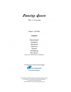 Dancing Queen - arr. Daniel Maggi - HITS IN PERCUSSION music sheet for percussion ensemble 2