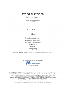 Eye of the Tiger - arr. Daniel Maggi - HITS IN PERCUSSION score and separate parts for  percussion ensemble. 2
