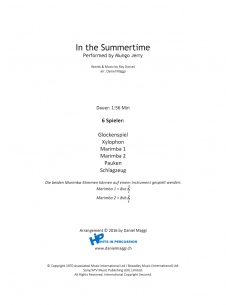 In the Summertime - arr. Daniel Maggi - HITS IN PERCUSSION. Score and separate parts for percussion ensemble. 2