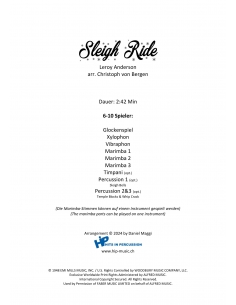 Sleigh Ride - Leroy Anderson, arr. Christoph Von Bergen - HITS in PERCUSSION. Partition pour ensemble de percussions. 2