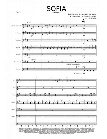 Sofia - arr. Daniel Maggi - HITS in PERCUSSION