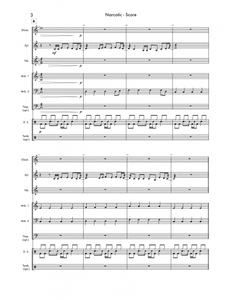 Narcotic - Arr. Daniel Locher - HITS in PERCUSSION. Partition pour ensemble de percussions.