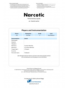 Narcotic - Arr. Daniel Locher - HITS in PERCUSSION. Partition pour ensemble de percussions. 2