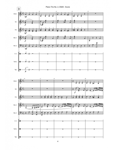 Piano Trio No. 2, D929 , de Franz Schubert - Arr. Fabrice Vernay - HITS in PERCUSSION