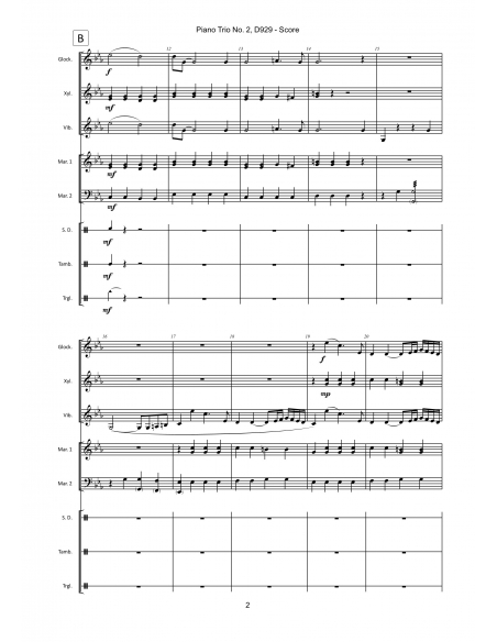 Piano Trio No. 2, D929 , de Franz Schubert - Arr. Fabrice Vernay - HITS in PERCUSSION