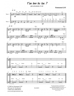 T'as ton tic tac ? - Duo de Percussion (ou batterie) - Emmanuel JAY 2