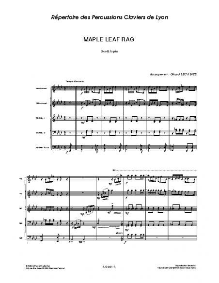 Maple Leaf Rag - Scott JOPLIN (Arr. Gérard LECOINTE)